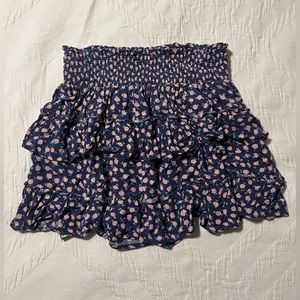 Aerie Ruffled Floral Mini Skirt // Size Small // Petite Friendly